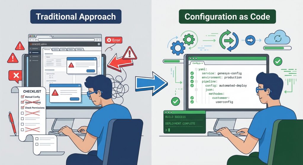 "Traditional approach" vs "Configuration as code"